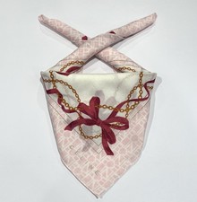 Celine Handkerchief VTG Mini Scarf Bannada Art Logo Pink Cotton Pocket Square 22