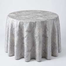 Silver Floral Jacquard Wedding Tablecloth Cambridge Polyester Dining Cover