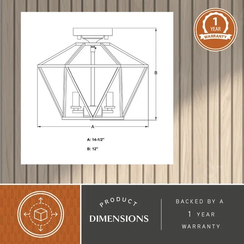 Vaxcel Lighting C0174 Turin 4 Light 14-1/2"W Semi-Flush Ceiling - MultiColor - Picture 5 of 9