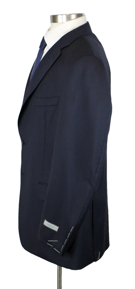CANALI Suit 46 R (56 EU) Mens Solid Navy Wool 2 Piece Two Button New - Image 4 of 4