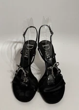 Vtg Christian Dior by John Galliano CD Logo Bow Sandal Heels 35.5