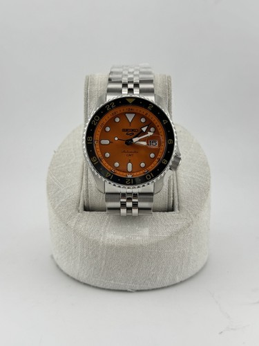 Seiko 5 Sports SKX GMT Serie orangefarbenes Zifferblatt Uhr SSK005 brandneu in Box - Bild 3 von 9