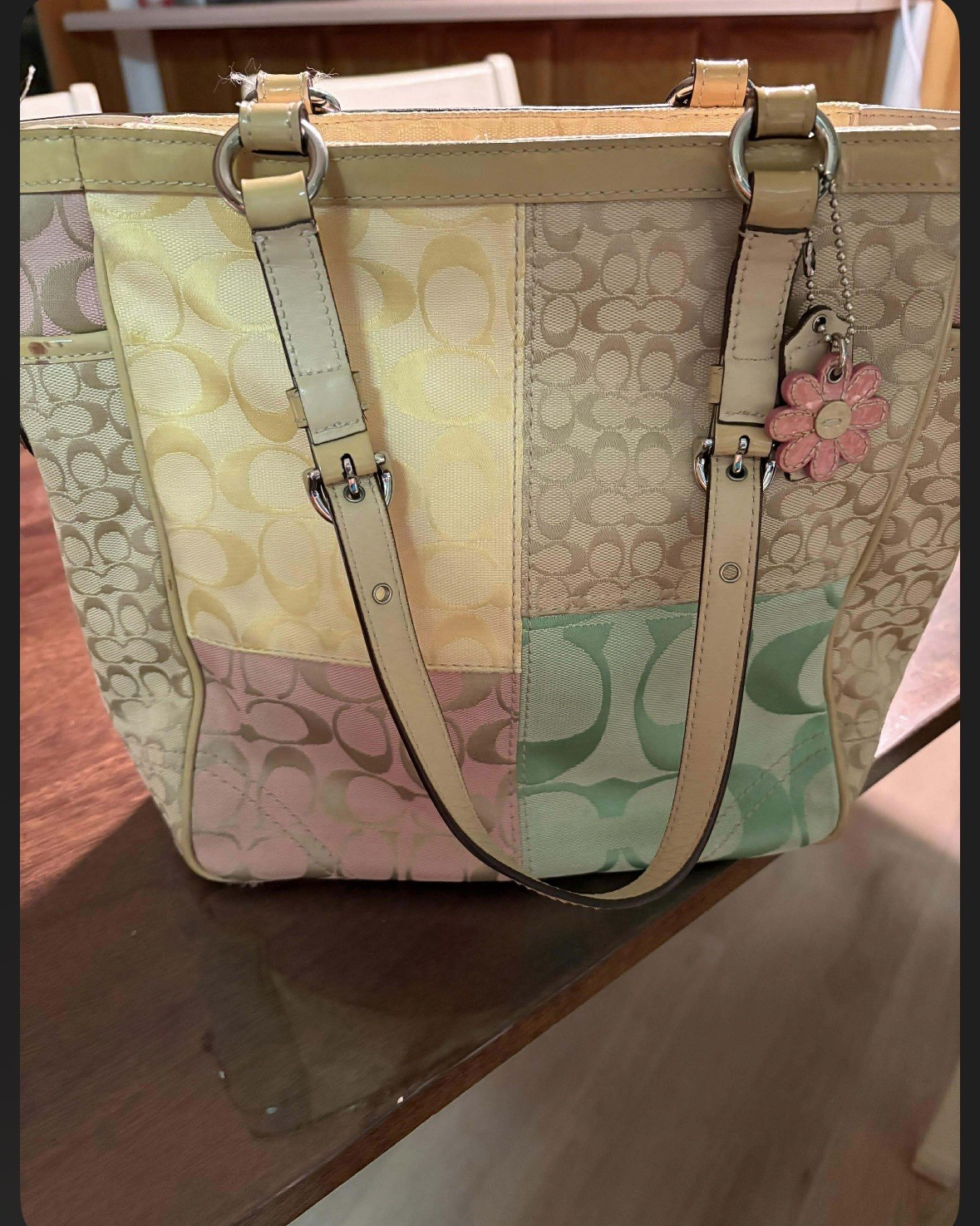 COACH Multicolor Tote Bag Patchwork Signature Lea… - image 4