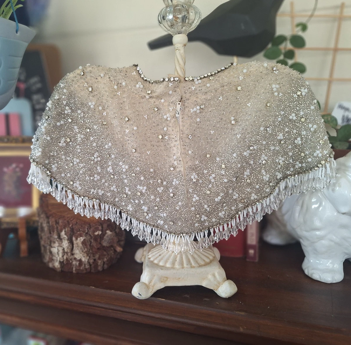 Vintage 1970 Pink Hand Beaded Sequin Detachable Collar Scalloped Evening Collar 70s Halston Sequin Dress, Vintage Beaded Couture - Etsy main image 4