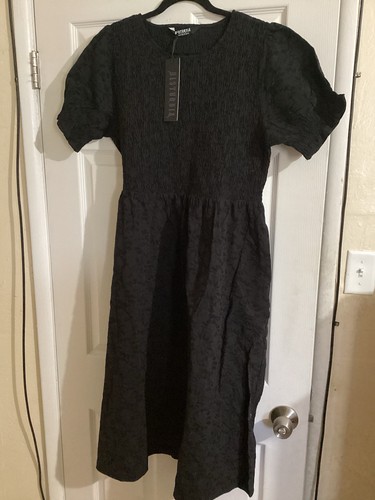 Disturbia Amun Black Midi Smocked Dress Gothic 14