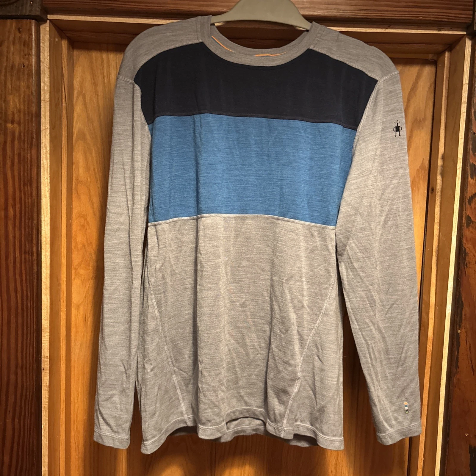 Smartwool Merino 250 Baselayer Colorblock Crew Deep Navy-laguna Blue Large L Lon