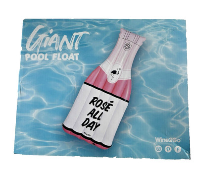 Giant Pool Float Wine Bottle Shape ''Rose All Day'' 72x32 inches New in Box