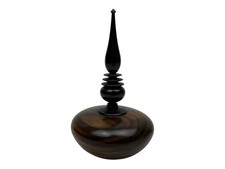 Signed Wood Turned Hollow Form Rosewood  Stained With Finial Signed 6.5"