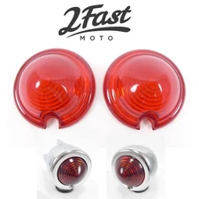 2FastMoto Red Replacement Lens Bullet Zeppelin Turn Signal Light  Pair 2fm-m103r