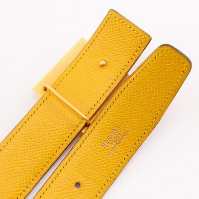 HERMES Medor belt reversible vintage Red / yellow leather  display picture 2