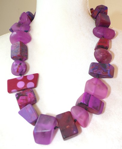 Sobral Aventuras Indiana Chunky Purple Statement Artist Made Bead Necklace