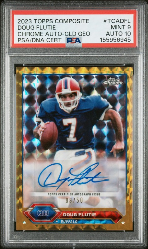 2023 TOPPS COMPOSITE CHROME GOLD GEO #TCADFL DOUG FLUTIE 8/50 PSA 9 DNA AUTO 10