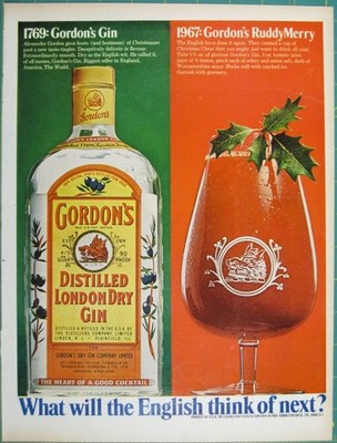 Print Ad Gordons Gin 1967 Vintage Distilled London Dry & RuddyMerry Cocktail Rec