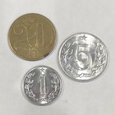 Cold War Czechoslovakia 20 Haléřů (1985) 10 Haléřů (1962) & 5 Haléřů (1963) Unc