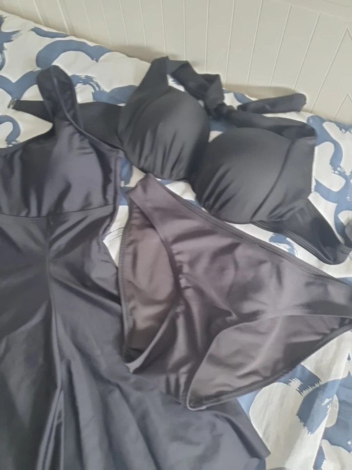 Damen Tankini Bikini Set Schwarz 3 Tlg. Neu Polster Push Up H&M Neckholder - Bild 2 von 4