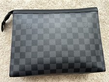 Louis Vuitton Pochette Voyage MM Damier Graphite Canvas Clutch Excellent Used