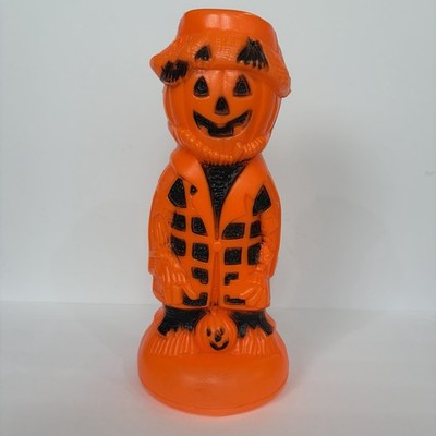 Vintage Halloween Fall Pumpkin Jack-o-Lantern Scarecrow Blow Mold 13  No Light