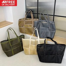 Women Mesh Beach Bag Large Tote Carry Net Bags Summer Holiday Shoulder Bag UK