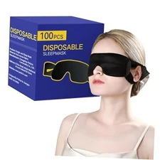 Pack of 100 Disposable Sleep Eye Mask for Men Women, Blindfold Eye Black-100