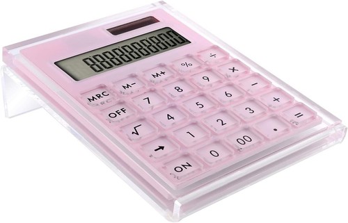 Practical Pink Acrylic Calculator Set with Non-Skid Stand – Home Office Chic - Picture 3 of 9