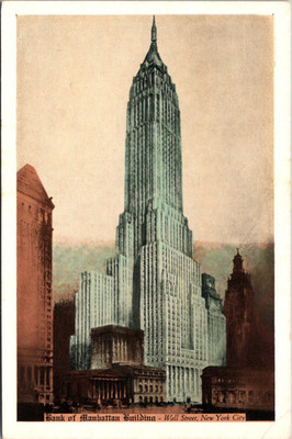 New York City NY Bank of Manhattan Building Wall Street French Gothic Postcard