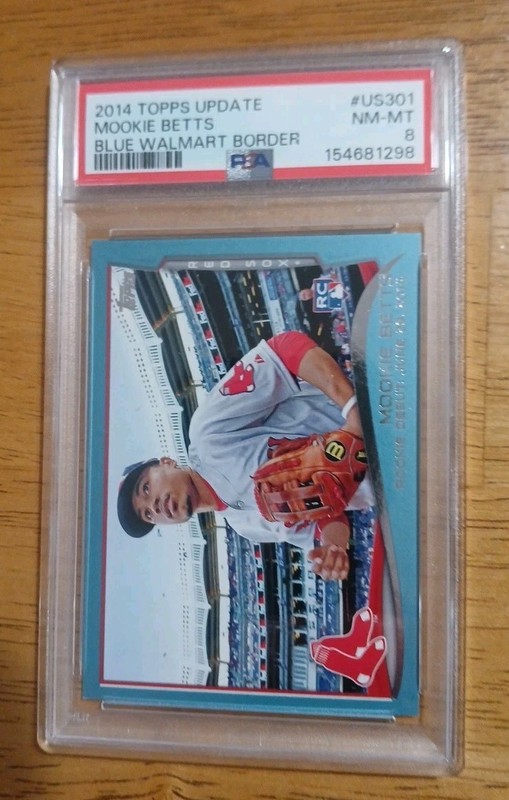 2014 Topps Update #US301 Mookie Betts Blue Walmart Border PSA 8 NM/MT Mint