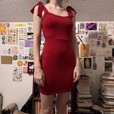 Red Mini Dress With Tie Up Straps From Urban Outfitters