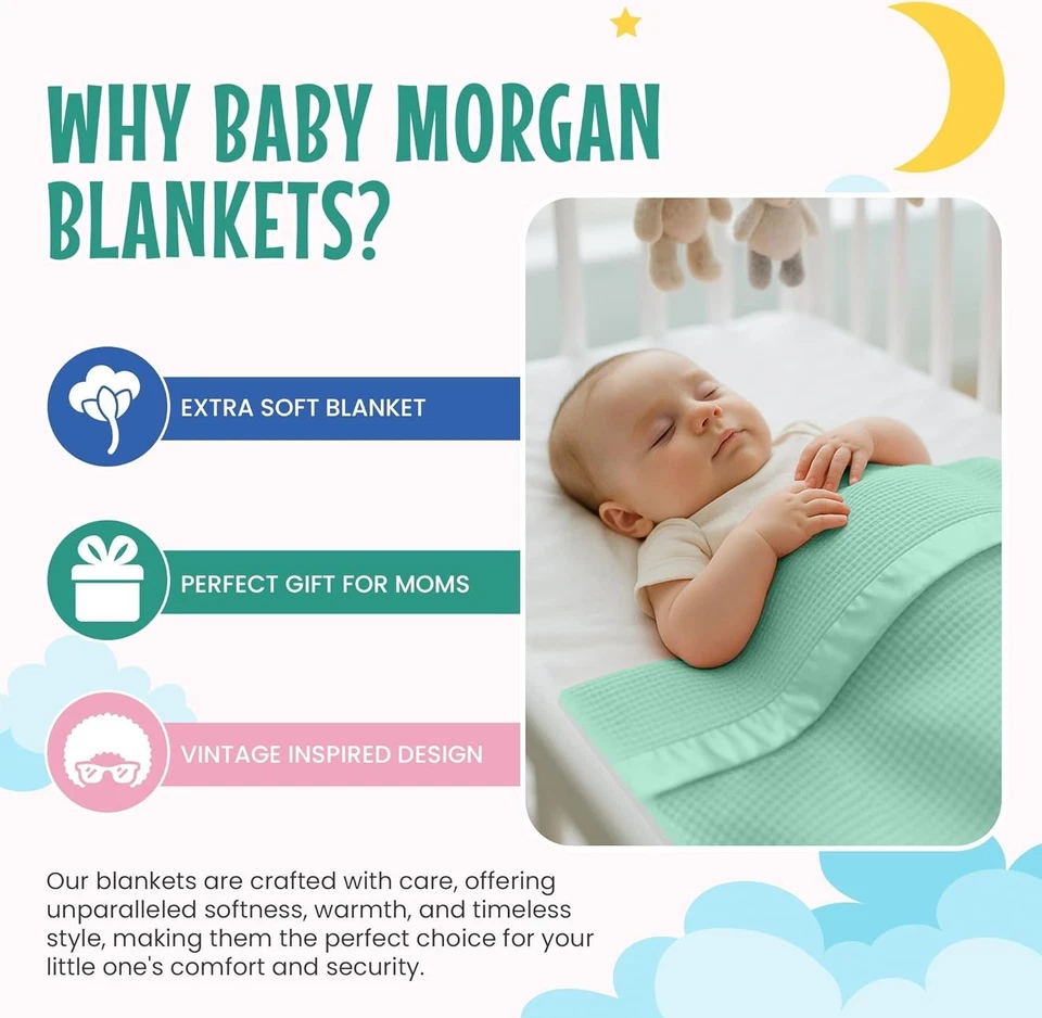 Mantas - Manta térmica para bebé con gofre cálida para cuna - Verde menta (36" x 50") Foto 4 de 4