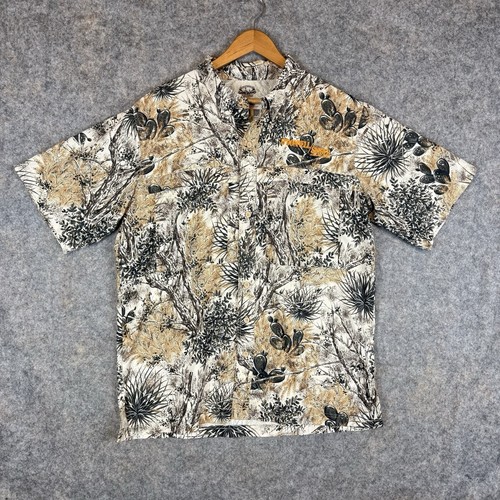 Game Guard Shirt Mens Large Desert Camo Print Vented Fishing Button Up Logo