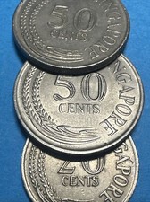 No. 3 SINGAPORE 50 CENTS COINS 1971 -1969 + 20 CENTS 1968