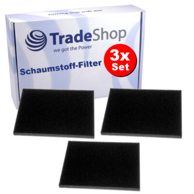 3x Schaumstoff-Filter 145 x 115mm für viele Philips Performer Expert Staubsauger