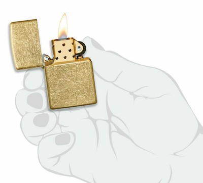 Zippo 49477 Windproof Classic Tumbled Brass Lighter for sale 