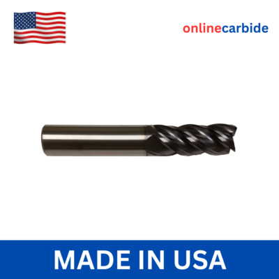 1/2'' 4 Flute Carbide End Mill High Performance Square End TiALN Coated USA Made