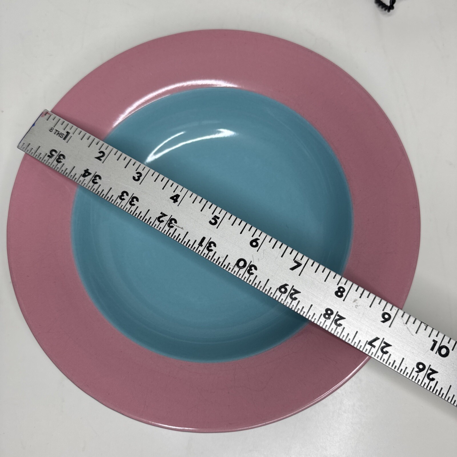 Lindt Stymiest Colorways Rimmed Soup Bowl 9” Pink Turquoise Discontinued