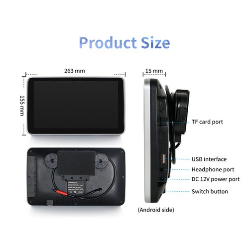 2Pcs 10.1" Android WiFi Bluetooth Car Headrest Display Monitor Rear Seat Tablet - Foto 11 di 12