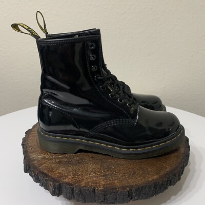 Martens Black Patent Leather Size UK US L Lace Up 1460W Doc Combat  Boots