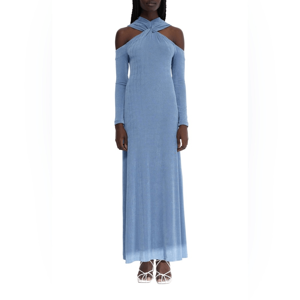 Significant Other Blue Yara Cold Shoulder Long Sleeve Maxi Dress Size 6 US $256