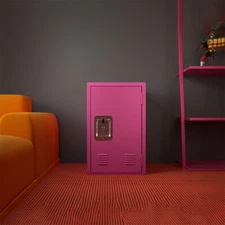 24" H Small Metal Locker Storage Cabinet with 1 Doors Lockable Storage Pink