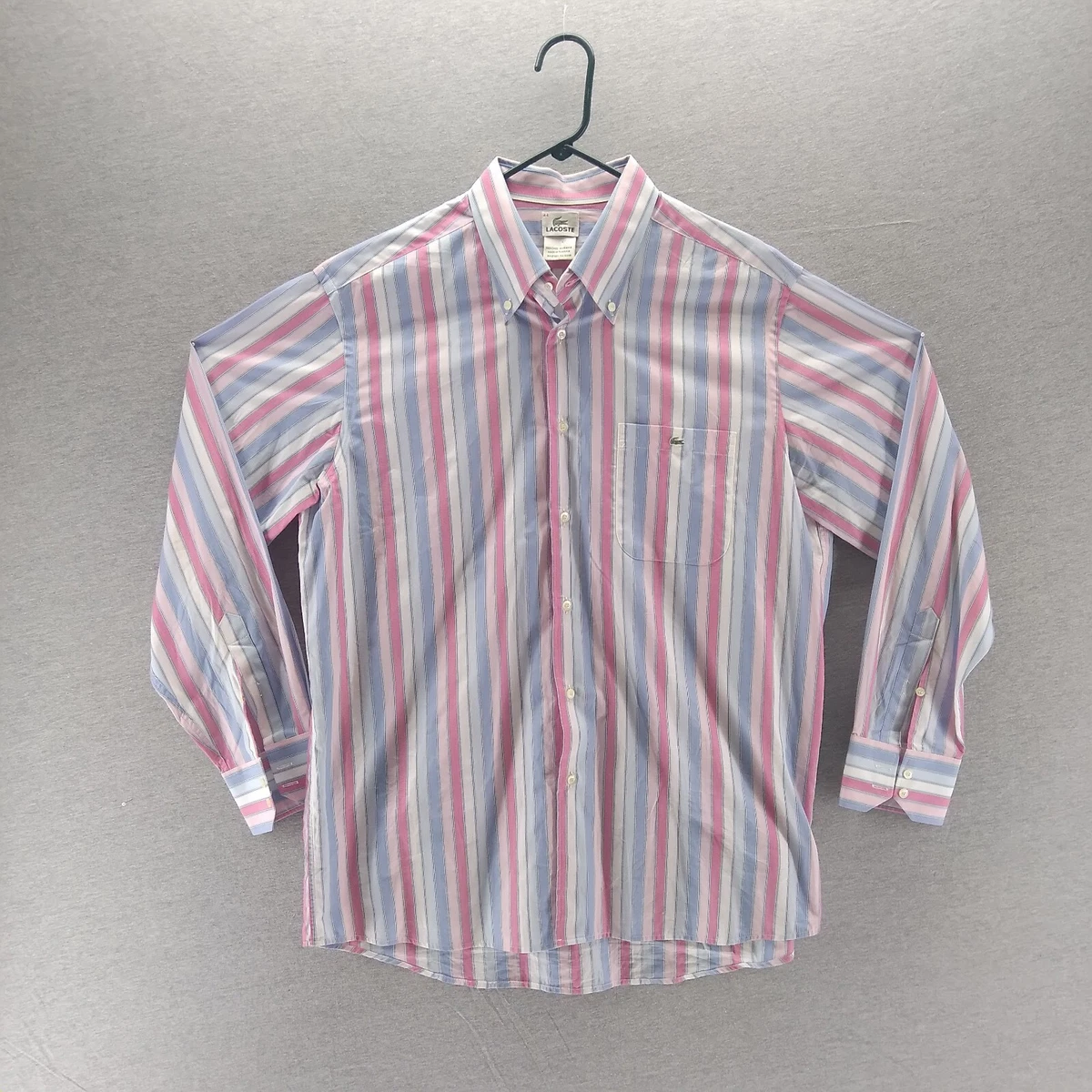 LACOSTE Mens Long Sleeve Button Down Shirt Size 44 US XL Pink