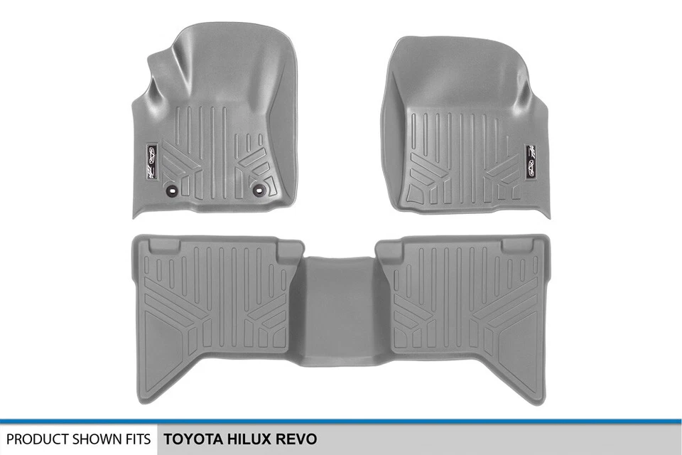 SMARTLINER Custom Fit Floor Mats 2 Row Liner Gray 2015-2018 Toyota Hilux Revo Foto 2 de 4