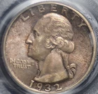 1932 D WASHINGTON QUARTER PCGS MS 62 ORIGINAL AND WELL STRUCK WITH A BRONZED