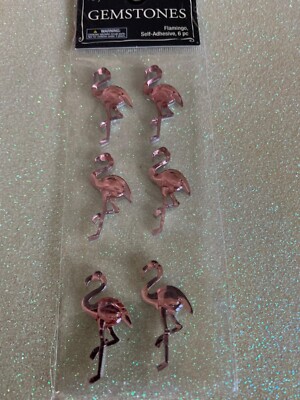 GEMSTONE ADHESIVE ACRYLIC PINK FLAMINGO STORK FLAMINGO 3D 6pcs