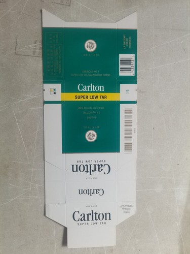 opened empty cigarette hard pack--84 mm-Hongkong-Carlton