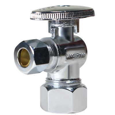 50 Pack XFITTING 5/8'' x 3/8'' OD Comp. Angle Stop Valve, 1/4 Turn, Lead Free
