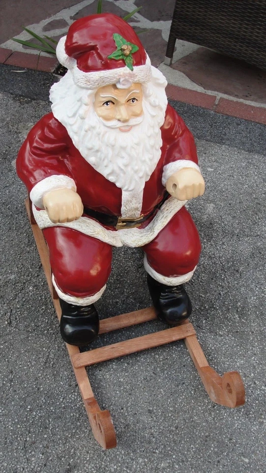 Weihnachtsmann Schlitten Sitzend Figur Groß Weihnachten Nikolaus Dekoration L - Bild 2 von 4