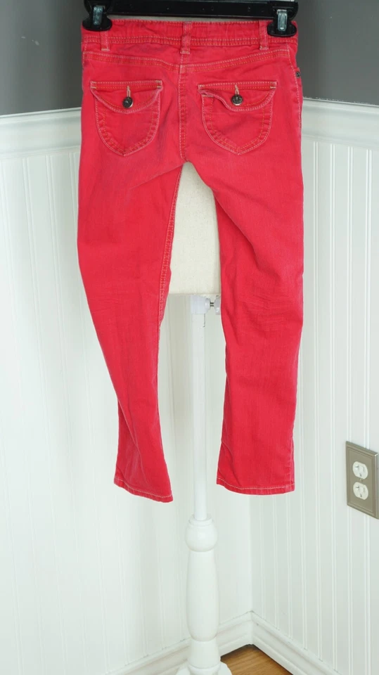 mini boden Pants Girls 8Y Red Denim Jeans 22" Stretch Waist 22" Inseam - Image 2 of 2