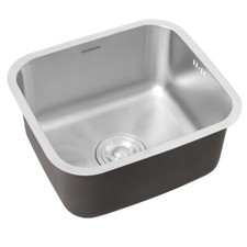 Stainless Steel Square Kitchen Single Sink Catering Single Bowl Basin w/ Drainer