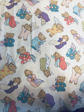 VTG Juvenile Pastel Teddy Bears with Their Blankets Lovey on Bright White BTHY
