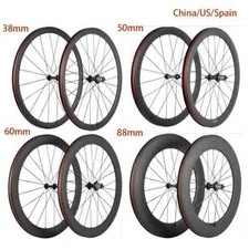 700C Full Carbon Road Bike Wheelset 38/50/60/88mm Depth Clincher UD Matte