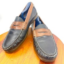 Polo Ralph Lauren Bjorn Penny Loafers Mens 9D Leather Black Two Tone Slip On